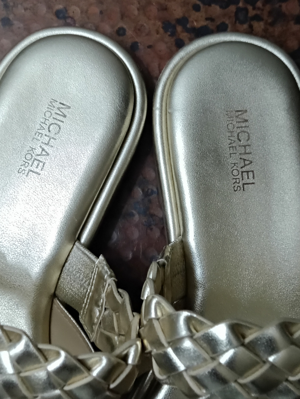 MICHAEL Michael Kors Sz. 9 Pale Gold Alba Metallic Braided Slide Flat Sandal - Picture 8 of 14